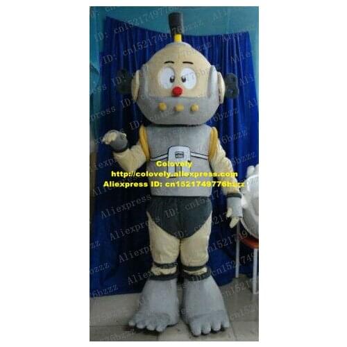 Lively Gray Robot Intelligent Machine Automaton Mascot Costume With Red Round Small Nose Gray Waistcoat No.4475 Free Ship