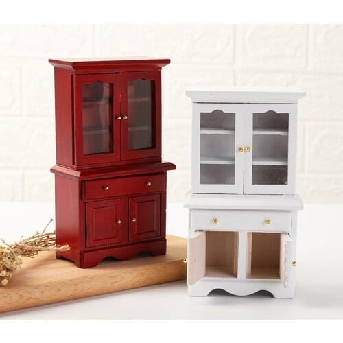1/12 Dollhouse Mini Birch Wood Retro Cabinet Cupboard Bedroom Furniture