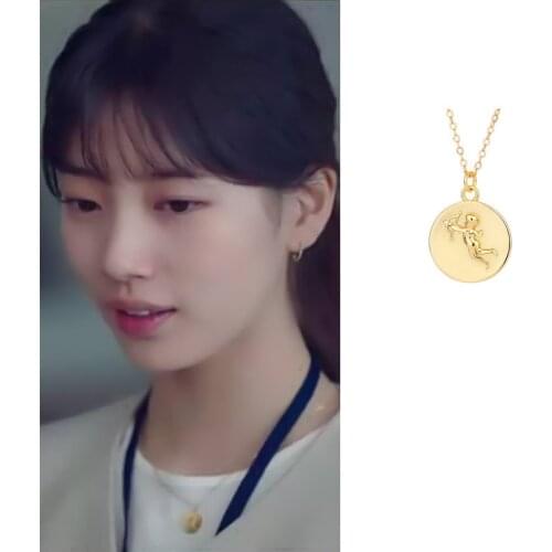 2020 Korea Drama start up the same style Suzy Bae Choker Necklace Fashion Cupid Angel clavicle chain elegant Woman pendant