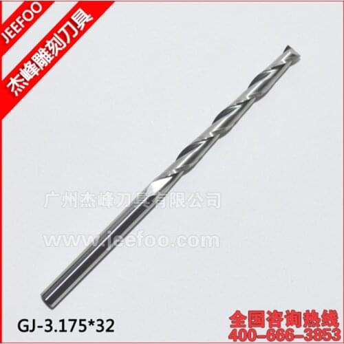 3.175*32mm 2 Flutes Carbide Milling Spiral Cutter Wood CNC Router Bits Cutting Tools