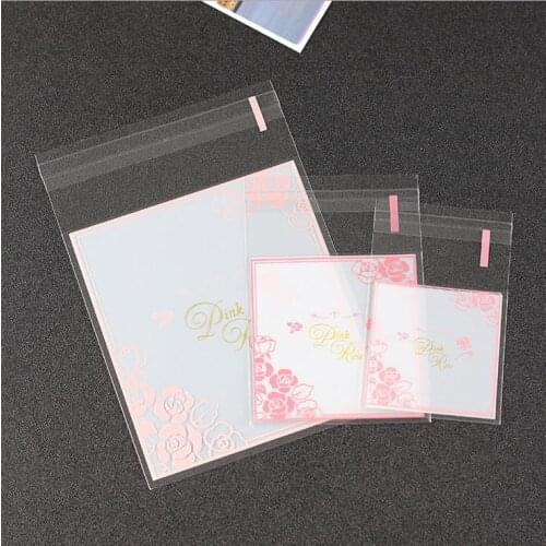 3 sizes 100pcs/lot Pink Rose Wedding Candy Bags Cookie Biscuit Packaging Bag Cookie Decorating Tools