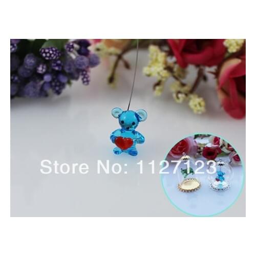 30pcs 15x10MM Love Bear With Hanging Iron Wire For Jewelry Necklace Making,Wishing bottle findings,glass globe terrarium