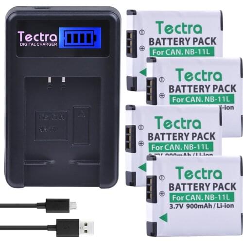 4Pcs 3.7V NB-11L NB11L Battery + LCD USB Charger for Canon PowerShot A2500 A3500 A2400 IS A3400 IS A3500 IS ELPH 130 170 350 HS