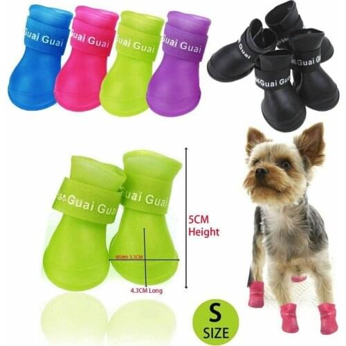 4pcs/set Anti-Slip Waterproof PVC Dog Rain Shoes Boots S/M/L for Most Dogs Puppy