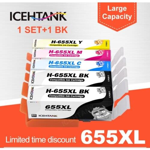 5PCS Compatible For HP 655 For HP655 C M Y BK Ink Cartridge with chip For HP Deskjet 3525 4615 4625 5525 6520 6525 6625 Printer