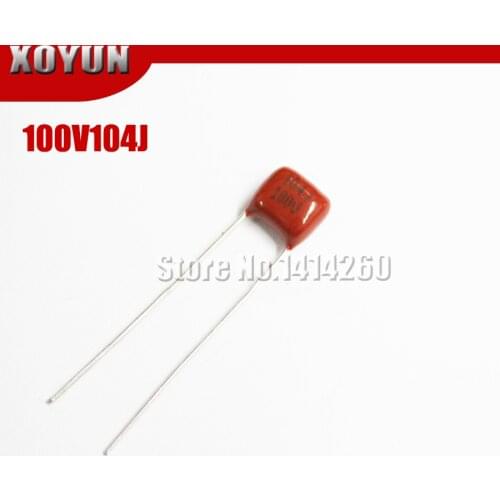 50PCS 100V104J Pitch 5mm 104J 100V CBB Polypropylene Film Capacitor