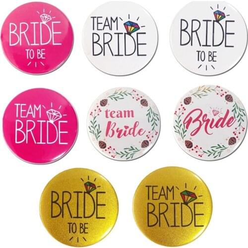 6Pcs/Pack Wedding Party Badge Team Bride Bride To Be Patch Wedding Bachelorette Badges Wedding Party Decoration Supplies