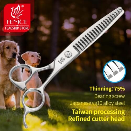 Fenice 7.0 inch Pet Grooming Dog Thinning Scissors VG10 Stainless Steel Shears Thinning Rate 75