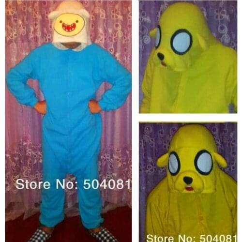 Free Shipping factory direct sale Winter cartoon thick fleece pajamas Cute Adventure go with Finn Jack pajamas Adult Pajamas