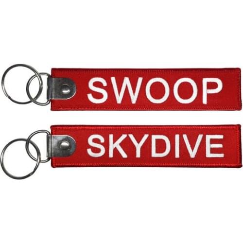 Skydive Swoop Fabric Embroidery Jump Falling Key Chian FOB Keytag