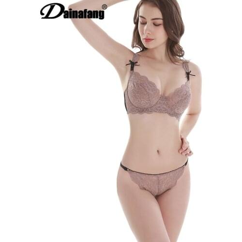 DaiNaFang Brand Sexy Ultra-Thin Transparent Lingerie Lace Push Up Bra Sets ABCD Cup Womens Unlined Underwear
