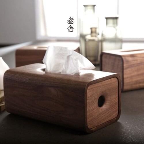 Nordic Wooden Tissue Box Holder Square Creative Car Toilet Retro Wood Retro Porta Tovaglioli Home Storage BY50ZJ