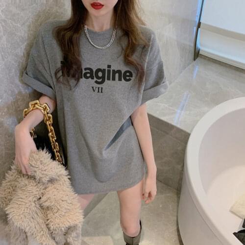 EasyGarment Short Sleeve Spring T-Shirt Basic Clothing Women Cotton Comfort Lady Tee with Print