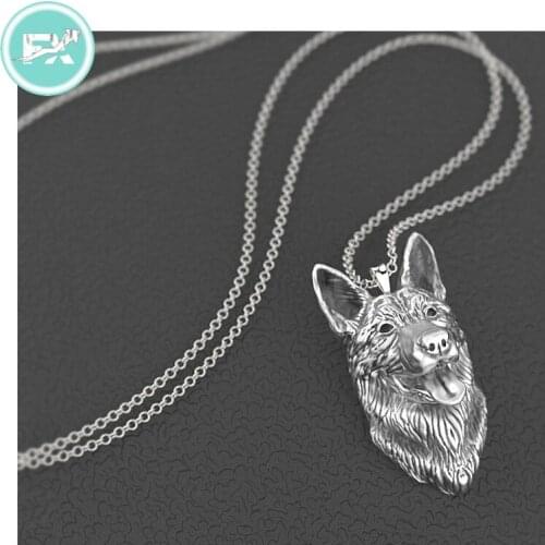 G.SKY (Buy one get one more for free) German shepherd necklace dog pendant Animal series jewelry for pet lovers