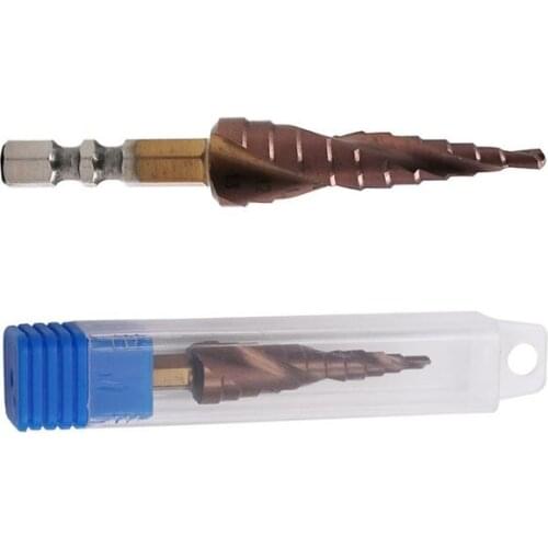 Hot Sale Hex Handle Cobalt Step Drill Bit Stainless Steel Metal Hole Opener Drill Double Blade Pagoda Drill 3-13 Plastic Box