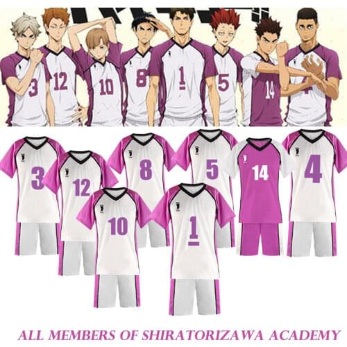 Haikyuu Season 3 Cosplay Jersey Shiratorizawa Academy Uniforms Wakatoshi Ushijima Eita Semi Satori Tendo Sportwear Costume Sets