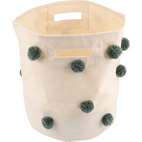 Ins Portable Canvas Handmade Wool Ball Waterproof Toy Storage Bucket Tabletop Sorting Sundry Storage Basket