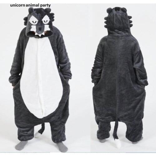 Kigurumi Halloween Animal Wolf Onesie Pajama Set Adult Pyjamas Sleepsuit Sleepwear Unisex Gray Cosplay Costumes Men women Hooded