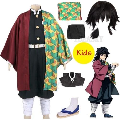 Anime Demon Slayer: Kimetsu no Yaiba Cosplay Tomioka Giyuu Cosplay kids boys child Kimetsu no Yaiba Costume Wig Tomioka Giyuu