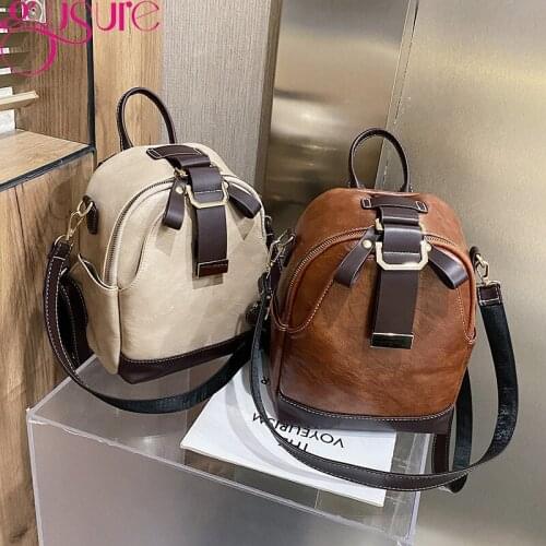 Gusure Fashion Women Travel Backpack Large Capacity Female Shoulder Bag Soft PU Leather Rucksack For Teenagers Schoolbag Bagpack