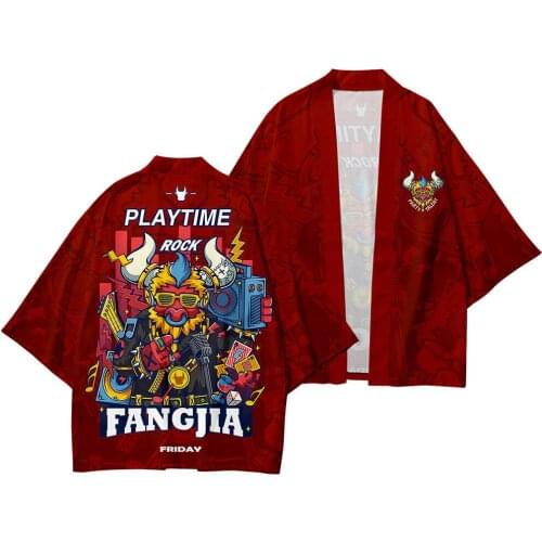 Men Cardigan Japan Harajuku Robe Anime Clothes Japanese Style Samurai Kimono Summer Streetwear