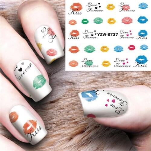 Lips Mouth Kiss Nail stickers art decorations slider adhesive Water Transfer decals manicure lacquer accessoires polish foil