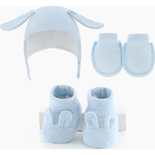 3 Pairs Newborn Baby Gloves Cotton Baby Set Infant Girl Boy Mittens Cap Socks Cute Cartoons Baby Accessories Nightcap Sleep 0-3M