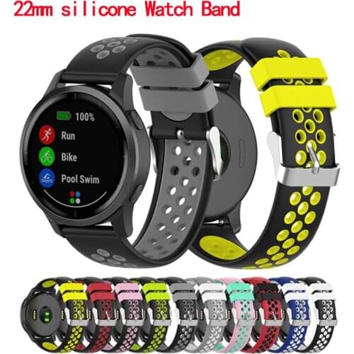 22mm Watch Band Strap for Garmin vivoactive 4s silicone strap For Huawei Watch GT2 46mm bracelet For Samsung Gear S3 Frontier