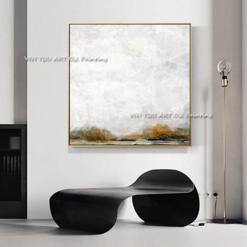 Handmade White Hill Simple Mountain Tree Oil Painting Modern Artwork Pictures Wall Art Decoration Entrance Paintings Art