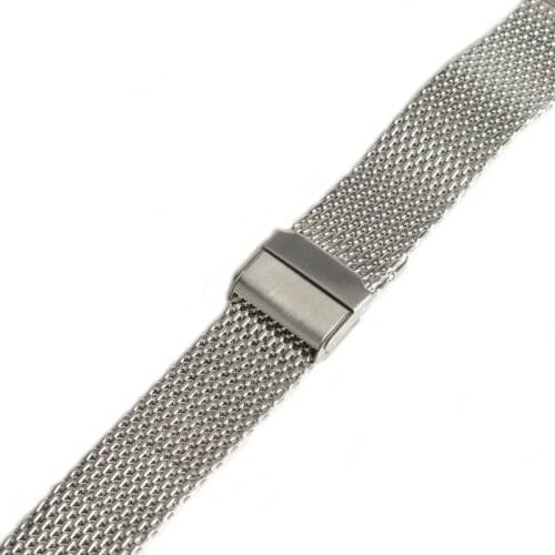 24mm Unisex Mesh Steel Watch Band Strap Bracelet Safety Buckle Silver Hot Replacement Wrist Watchband SB0495
