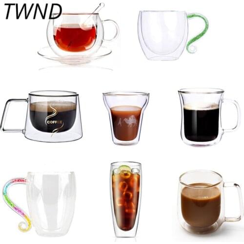 Double Wall Glass Coffee Mugs Tea Milk Beer Cups Creative Drinkware