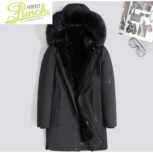Down Duck Mink Liner Winter Coat Men Real Fur Parka for Mens Clothing Plus Size Casaco 8246 YY820