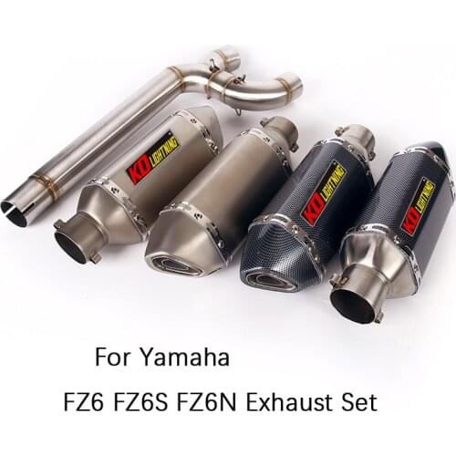 Exhaust Set for Yamaha FZ6 FZ6N FZ6S Motorcycle Exhaust Pipe Dual-outlet Middle Pipe Slip On 2 51mm Mufflers Removable DB Killer