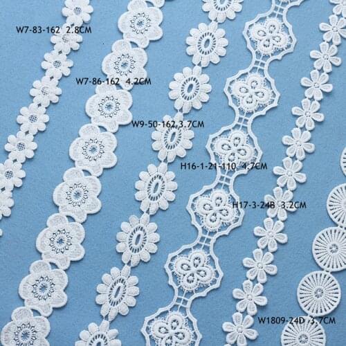 High Quality 10Yards White Silk Embroidered Lace Ribbon Milk Lace Fabric Sewing Applique Lace Wedding DIY