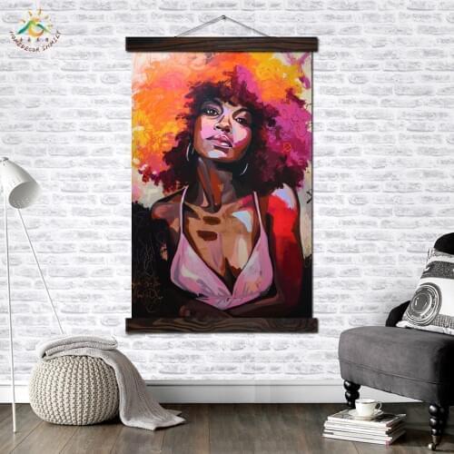 Explosive Hair Fashion Lady Wall Art Print Pop Art Picture And Poster Wood Hanging Scroll Canvas Painting Decorative Pictures