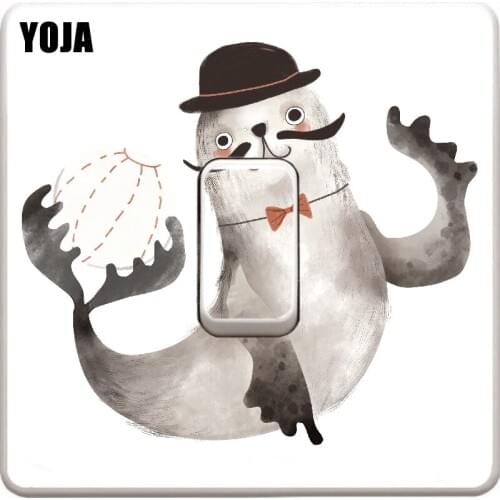 YOJA Fun Ball-playing Seals Decor Switch Sticker Wall Decal PVC Living Room Bedroom Personalized 11SS0346