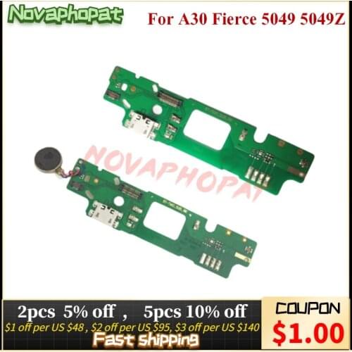 Novaphopat For Alcatel A30 Fierce OT5049 5049 5049W USB Dock Charging Charger Port Microphone Mic Flex Cable Board ; 10pcs/lot