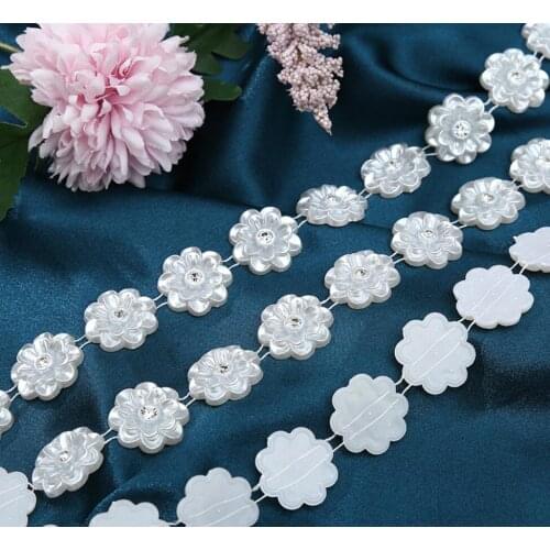 10Yard ABS Pearl Lotus Rhinestone Bead String Chain Door Curtain Wedding Party Christmas Holiday Venue Home Hotel Decoration