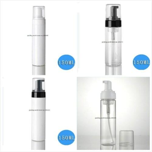 150ML white/clear plastic PET bottle with foaming pump for facial foam/mousse/cleanser/soap skin care cosmetic packing