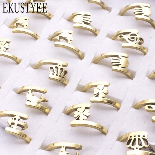 24 pcs/lot Note/Crown Stainless Steel Rings for Women 2018 Newest Fashion Jewelry Party Gift for Girls