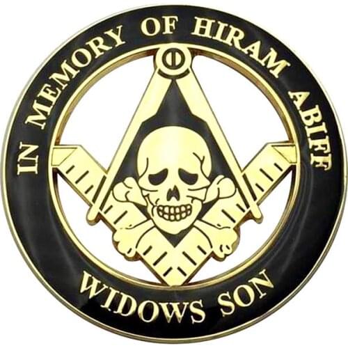 3" Masonic Car Emblem Gold Black Ring Widows Son Auto Truck Motorcycle Decal Sticker Badge With Red Adhesive