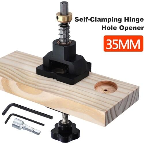 35mm Hinge Hole Opener Self-Clamping Hinge Hole Drilling Jig Set Hinge Hole Locator Guide Kit Woodwooking Tools for Kitchen