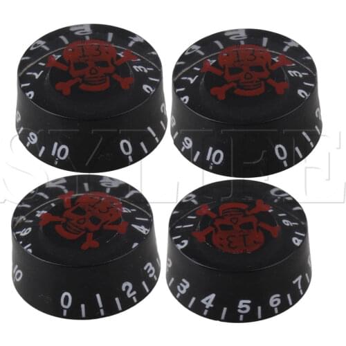 4 x Speed Guitar Knobs w/ Red CROSSBONES LOGO