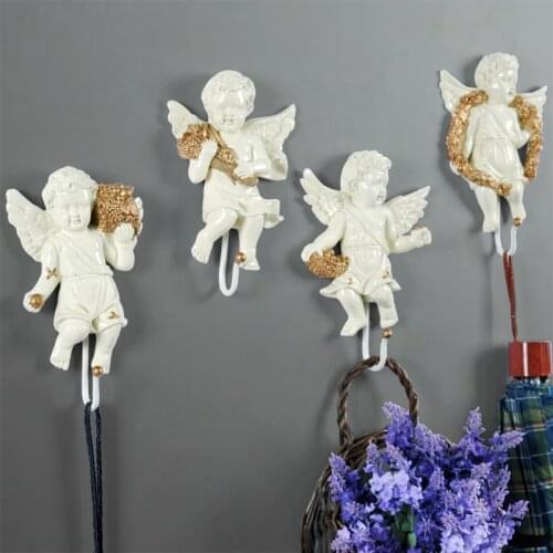 4Pcs/set European Angel Creative Resin Cupid Wall Hanging Decorative Wall Hook Wall Decoration Supplies Home Decorations R1252
