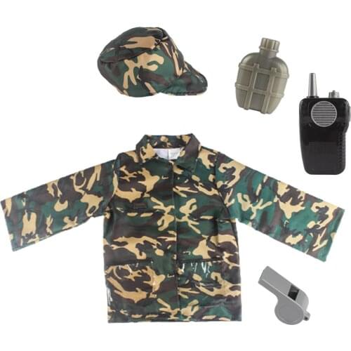 4pcs Soldier Cosplay Costume Camouflage Clothing Children Pretend Toy Uniform Shirt Hat Whistle Boys Army Cosplay Special Forces