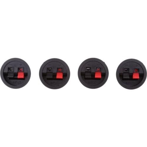 4 Pieces Round Shape Red Black Spring Clip Audio Speaker Terminals