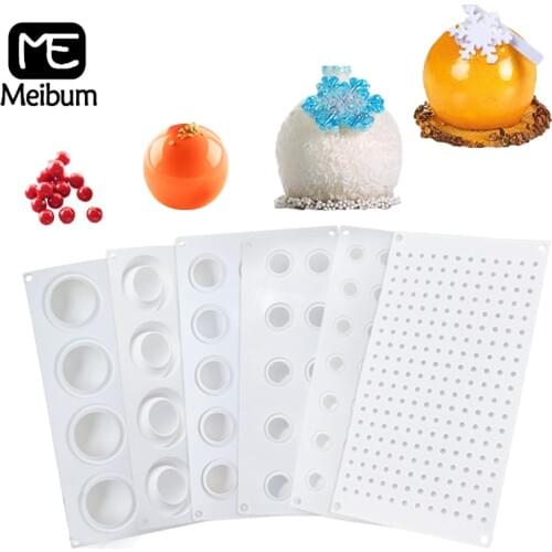 Meibum 5 Types Spherical-Shaped Dessert Mousse Molds 3d Silicone Cake Mold Muffin Pan Baking Tools For Cakes Decorating Supplies