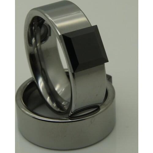 8mm black ceramic inlayed hi-tech scratch proof wedding tungsten ring 1pc