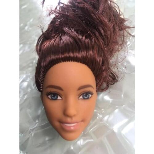 Asia Face Doll Head Black Lady Girl Play House DIY Dressing Toy Cake Decors Collection Rare Good Makeup Doll Heads Doll Parts