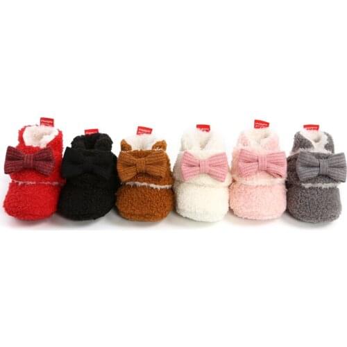 Baywell Winter Warm Crawling Shoes For Toddler Newborn Baby Booties Boy Girl Slippers Prewalker Fur Flower First Walker 0-18M